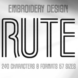 Rute Fine Outlined Embroidery Font, Outline Modern Font, Fancy Embroidery Font, Typography, Alphabet Design, Letters Embroidery, Numbers