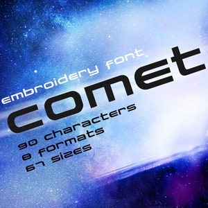 Comet Sci-Fi Embroidery Font, Futuristic Modern Fonts, Geometry Embroidery Font, Typography, Alphabet Design, Letters Embroidery, Numbers