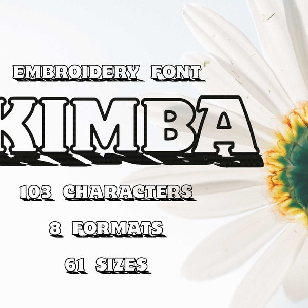 Kimba Embroidery Font, Outline Wide 3D Font, Modern Playful Three Dimensional Typography For Embroidery Machines