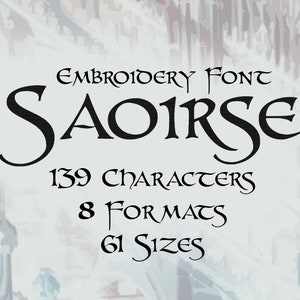 Saoirse Embroidery Font, Vintage Fonts, Retro Fonts, Old Embroidery Font, Typography, Alphabet Design, Letters Embroidery, Numbers