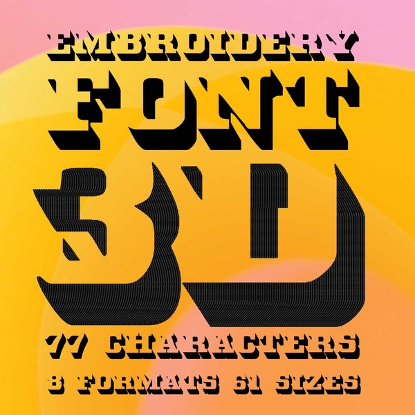 3D Embroidery Font, Three Dimensional Embroidery Font, Geometry Embroidery Font, Typography, Alphabet Design, Numbers Embroidery