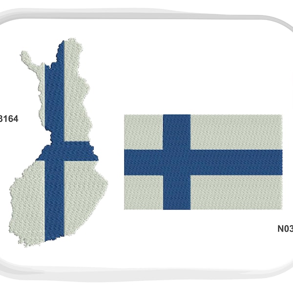 Machine Embroidery Design Flag Republic of Finland Banner Map FIN Country Set of 2 Designs 7 Sizes