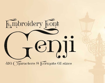 Genji Initials Embroidery Font, Elegant Vintage Embroidery Font, Vintage Fonts, Retro Fonts, Old Embroidery Font, Typography, Alphabet