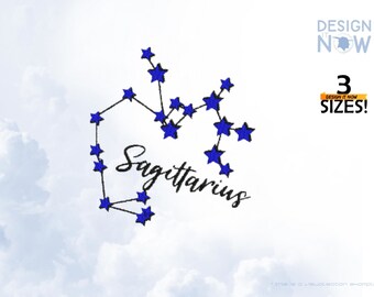 Signo astrológico Sagitario Máquina del zodíaco Bordado Diseño Estrella Constelación Astrología Simbolismo Horóscopo Signos estelares Τοξότης 3 Tamaños