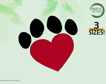 Heart Paw Machine Embroidery Design, Love Animals Embroidery Pattern, Awesome Children Designs For Embroidery Machines, Schizzi digitali