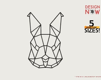 Bunny Head Embroidery, Rabbit Embroidery, Line Art Animals, Low Polygon, Geometric Art, Polygon Art For Embroidery Machines