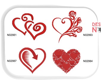 Diseño de bordado de corazones, Patrón de bordado de corazón, Arte de bordado de corazón, Arte de bordado de amor, Bordado de San Valentín, Día de San Valentín, San Valentín