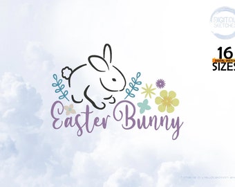 Disegno ricamo coniglietto pasquale, motivo ricamo coniglio, buona Pasqua dicendo disegni digitali di animali di qualità per macchine da ricamo
