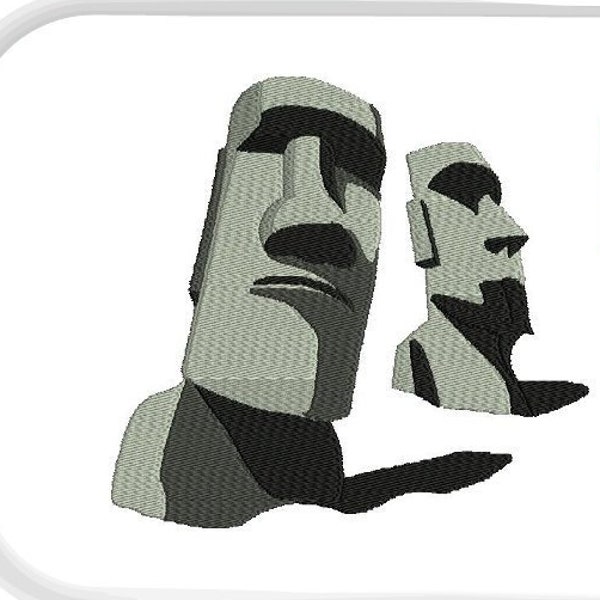 Easter Island Embroidery Design, Rapa Nui Embroidery, Rapanui Moai Stones, Statues Monument, Isla De Pascua Embroidery, DIgital Download