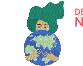Earth Machine Embroidery Design Planet Save The Earth Day 5 Sizes