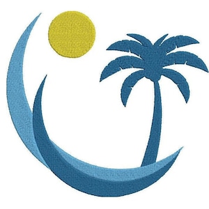 Island Embroidery, Beach Embroidery Design, Sea Embroidery Design, Palm Tree Embroidery, Summer Embroidery, Beach Decor, Tree Embroidery