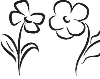 Linie Kunst Stickerei, Blumen Stickmuster, Wand Kunst Stickerei, One Line Zeichnung, Blumen Stickerei, Minimalistische Stickerei