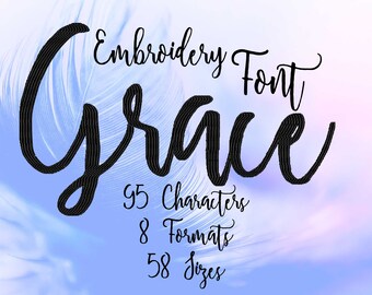 Handwritten Calligraphy Embroidery Font, Beautiful Brush Pen Wedding Font, Typography, Alphabet Embroidery, Letters Embroidery, Numbers