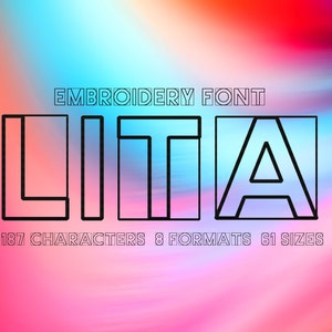 Lita Geometric Outlined Embroidery Font, Modern Sans Serif Font, Typography, Alphabet Design, Letters Embroidery, Numbers