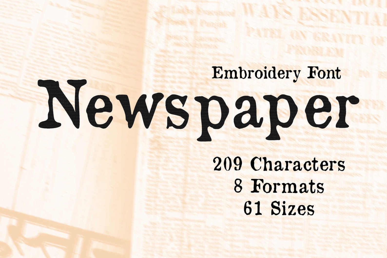 Newspaper Embroidery Font Old Newspaper Embroidery Fonts Etsy Espa a