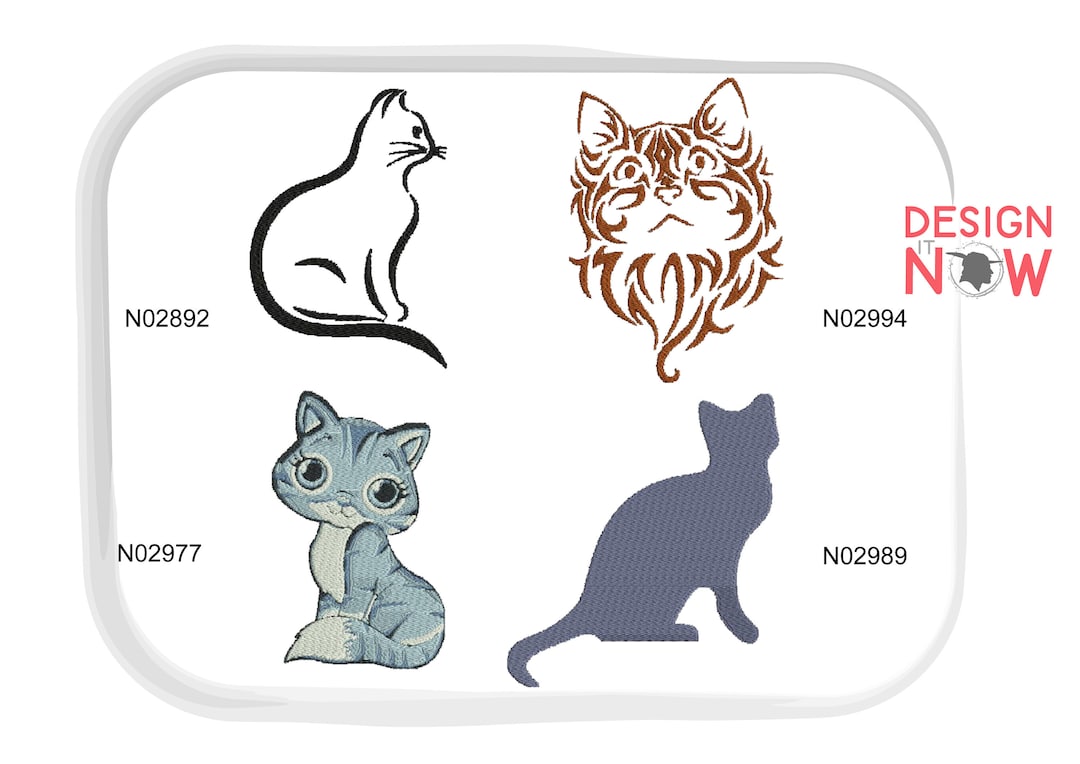 Cat Machine Embroidery Design SET of 4 - Etsy