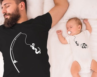 Pesca Padre Figlio Magliette abbinate, Regalo per la festa del papà, papà e camicie per bambini abbinate, camicia per papà della fauna selvatica, regalo per il nuovo papà