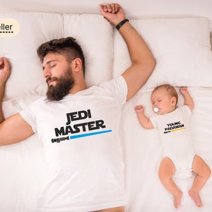 Daddy baby jedi master young padawan, Daddy and daughter jedi, Matching star wars shirts, Jedi and padawan baby shirt, Daddy daughter shirts image 1