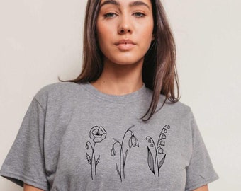 Benutzerdefinierte Geburt Monat Geburt Blumen Shirt | Geschenk für Sie | Blumen TShirt | Perfektes Muttertagsgeschenk | Geburtsmonat Blumen Shirt |Geschenk für Mama