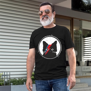 Ziggy Stardust Cat Shirt, David Bowie T-shirt for Men Women Kids, Unique Funny Cat Gifts, Rock and Roll Shirts, Cat Bowie, Cat Lover