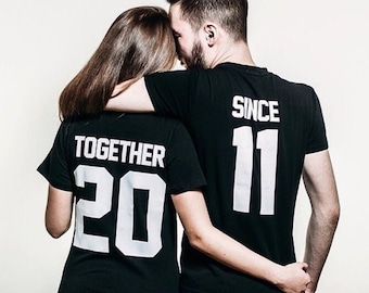 Together since shirts couple t shirt couple tees couple tshirts funny couple t shirts anniversary gift wedding couples tshirts birthday tee