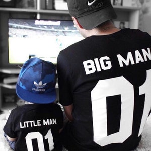 Father son matching shirts, Father and son shirts, Big man lil man father son matching T-shirts, Print is on the back, Big man Lil man 01