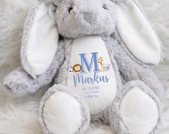 Personalised Baby Bunny Teddy, Personalised Baby Gift, Baby Boy, Baby Girl, New Baby Gift, Baby Shower, Nursery Decor