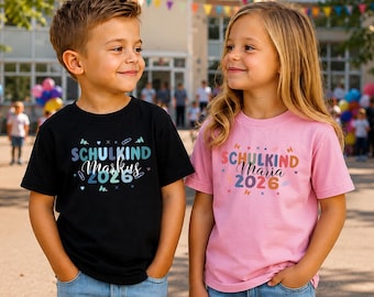 Personalisiertes Einschulung T-Shirt 2026 - Schulkind Shirt mit Namen - 1. Schultag Outfit - Geschenk zur Einschulung