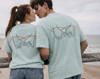 Personalisierte pärchen shirts, Partner t-shirt set mit Namen, Geschenk für sie & ihn, Valentinstag, Jahrestag, Hochzeit, Liebe geschenkidee