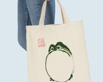 Japanese Matsumoto Hoji Frog Tote Bag, Cotton Canvas Tote Bag, Vintage Japanese Woodblock Art , Perfect Gift