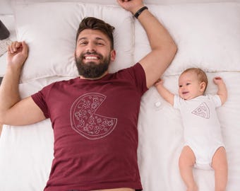 Vater Sohn Partnerlook, Papa erstes weihnachten, Weihnachten Pizza Geschenk, Lustige Papa Kind, Familie Spaß