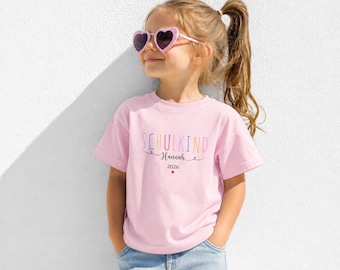 Shirt schulkind 2026, Personalisierbares T-Shirt für Schulkinder mit Namen, Einschulung, erster Schultag