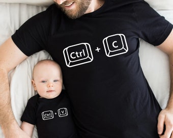 CTRL C & CTRL V - matching father baby gift set, baby boy and baby girl gift, dad and baby match, dad gift, gift