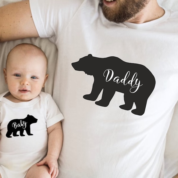 Ensemble de chemises assorties papa et moi, chemise personnalisée Best Friends For Life, chemises personnalisées New Daddy Bear et Baby Bear, cadeau de fête des pères