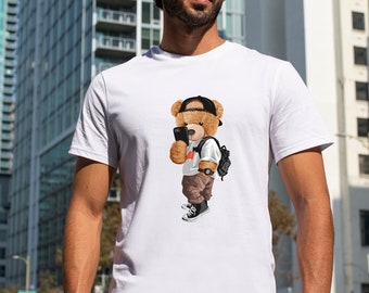 Teddy bear selfie t-shirt, teddy bear with bag shirt, teddy bear in hat shirt