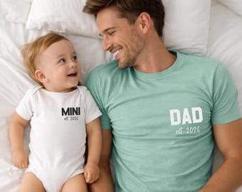 Dad and Mini Matching Shirts, New Dad Gift, Established 2026 T Shirt, Father and Baby Outfit, Cool Dad Tee, Baby Bodysuit Set