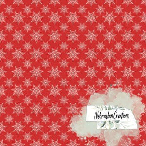 Snowflakes with Red Background | Seamless Christmas Fabric Design | Vintage Christmas Pattern | XMas Pattern for Wrapping Paper