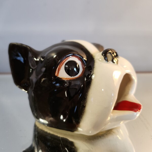 Bouledogue Français cendrier art déco. Porcelaine. 1930s made in Japan.