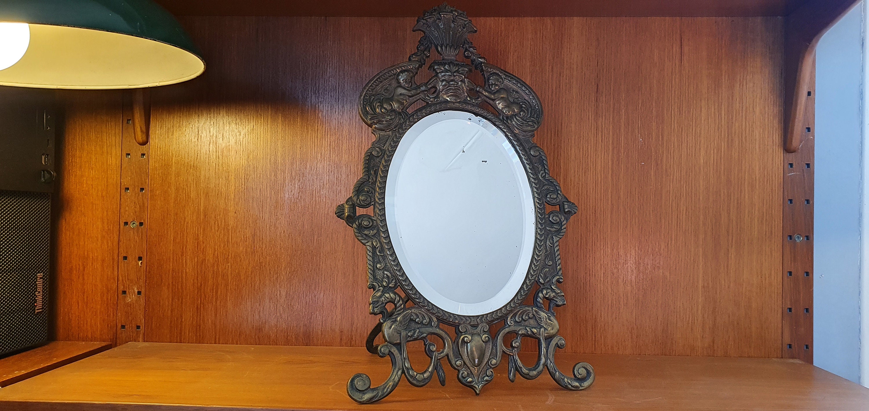 Miroir Psyché à Poser Style Louis Xv en Bronze Doré et Verre Biseauté. Made in France 1900.