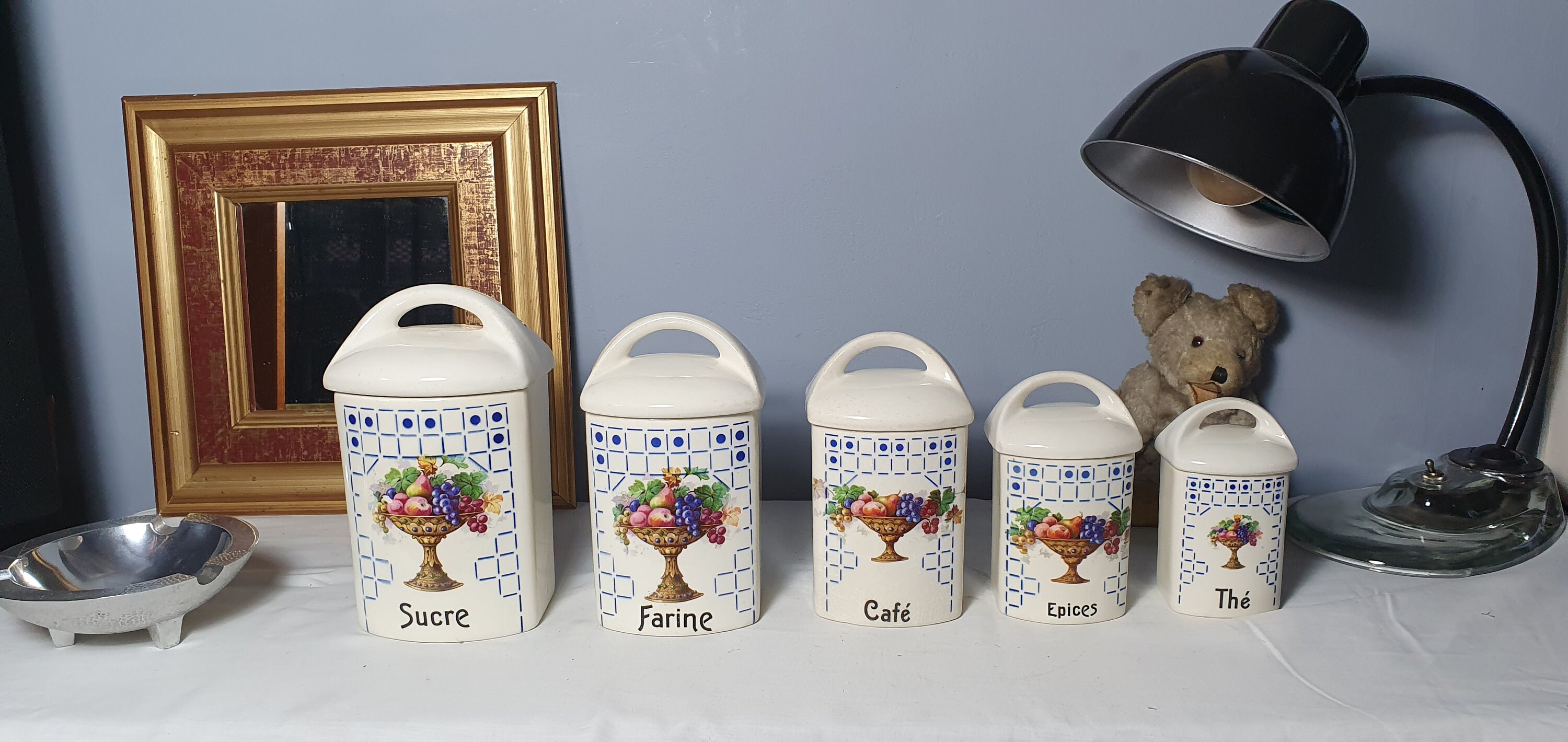 Set de 5 Pots en Faïence Urbach Frères 1950.