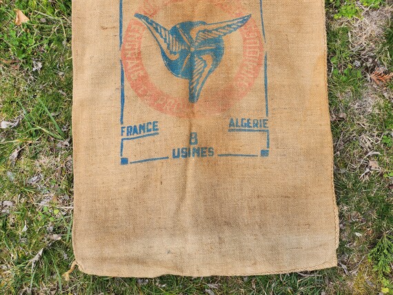 Ancien sac en toile de jute issu des ferme Francaises 1900s. Sac toile de jute deco campagne vintage boheme. Etsy France