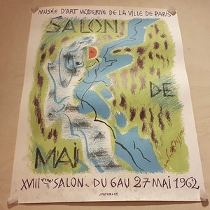Cartel vintage Salón de mayo 1962 museo de arte moderno de París de André Masson.1962.