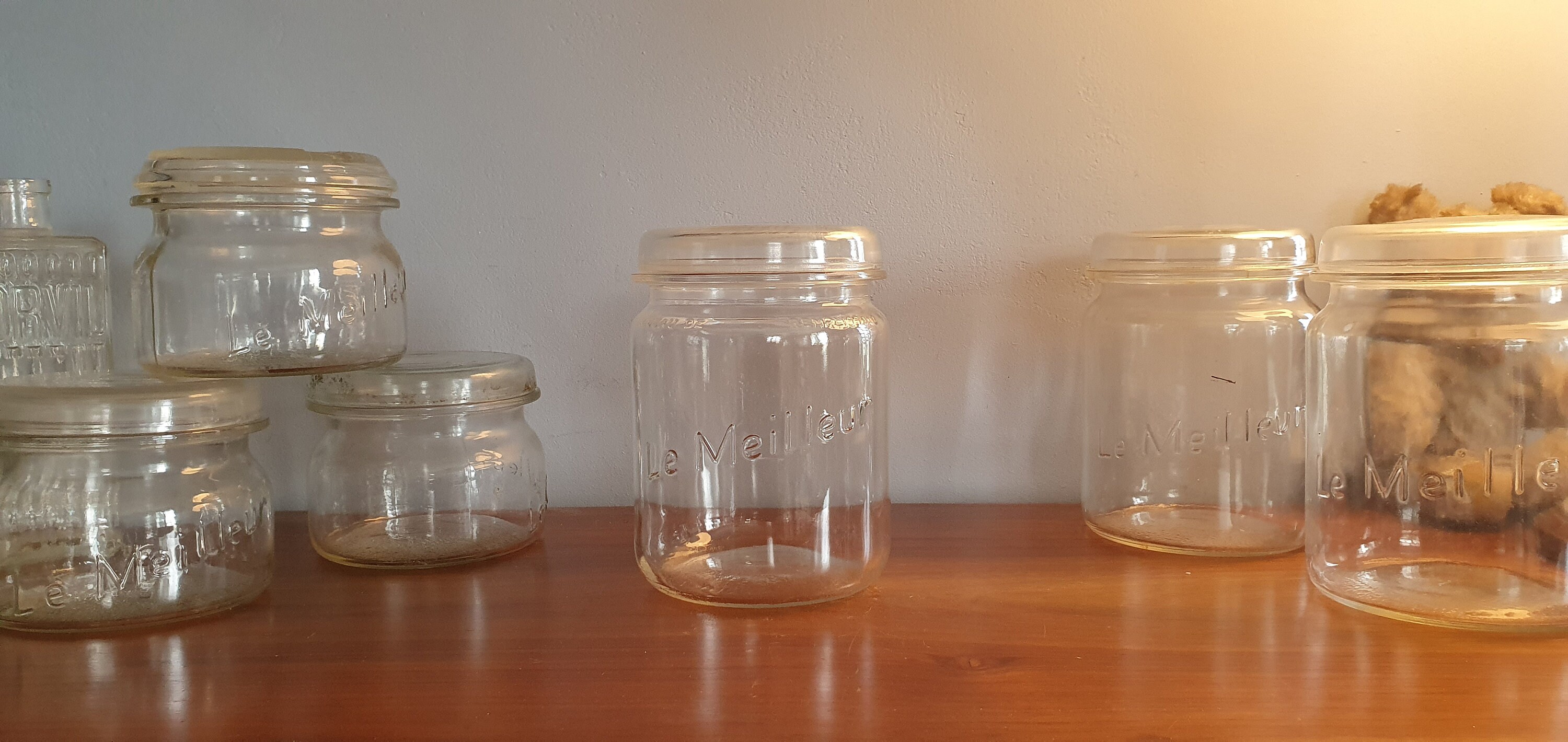 Bocal Vintage en Verre Le Meilleur. Bocal avec Couvercle Verre. Contenance 1 Litre. 1950. France