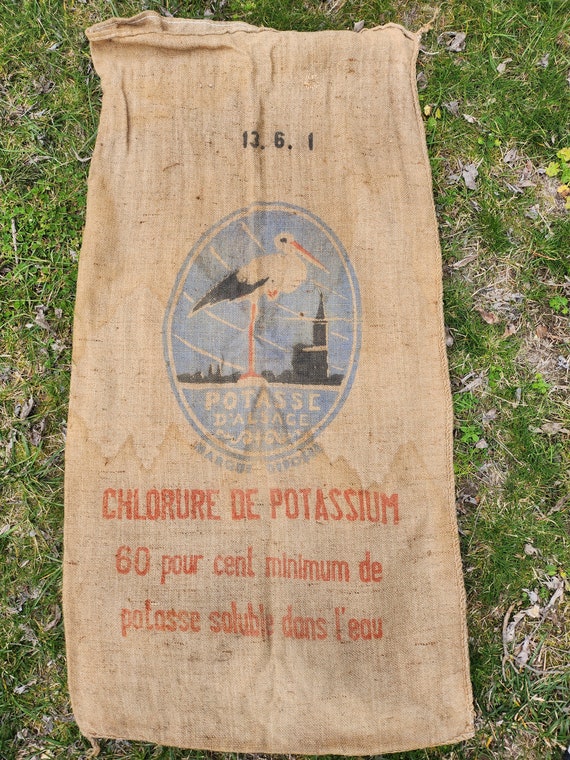 Sac Ancien Toile De Jute Thomas - Fabriqué En France, Beige, Usage Déco