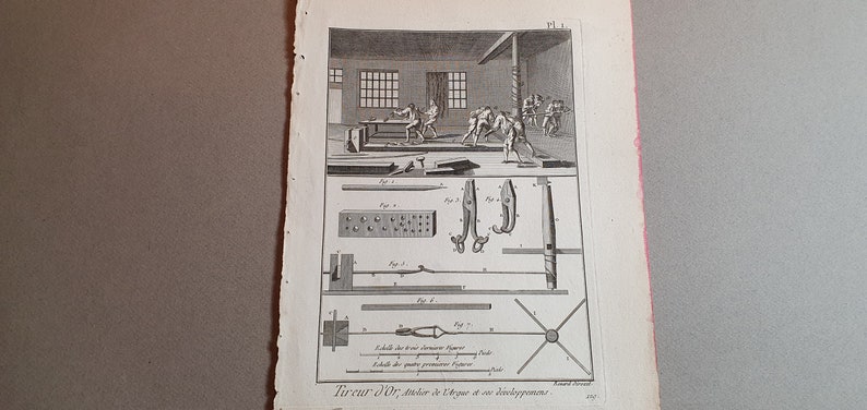 Original Plank Methodical Encyclopedia Diderot D/'AlembertPanckoucke . 1783 Golden Shooter