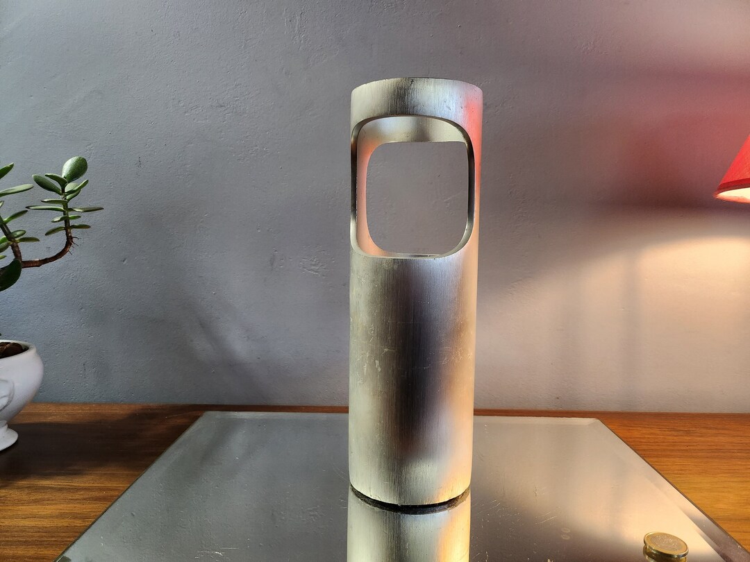 Vintage Cylindrical Vase in Cast Aluminum. 1970. - Etsy