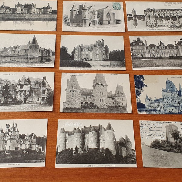 Set de 6 cartes postales françaises anciennes 1900/1940. Châteaux Français.