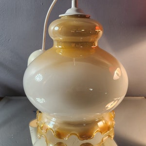 Vintage opalescent glass pendant light. 1960. Made in France.