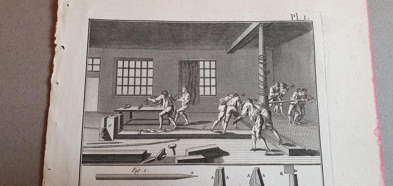 Original Plank Methodical Encyclopedia Diderot D/'AlembertPanckoucke . 1783 Golden Shooter