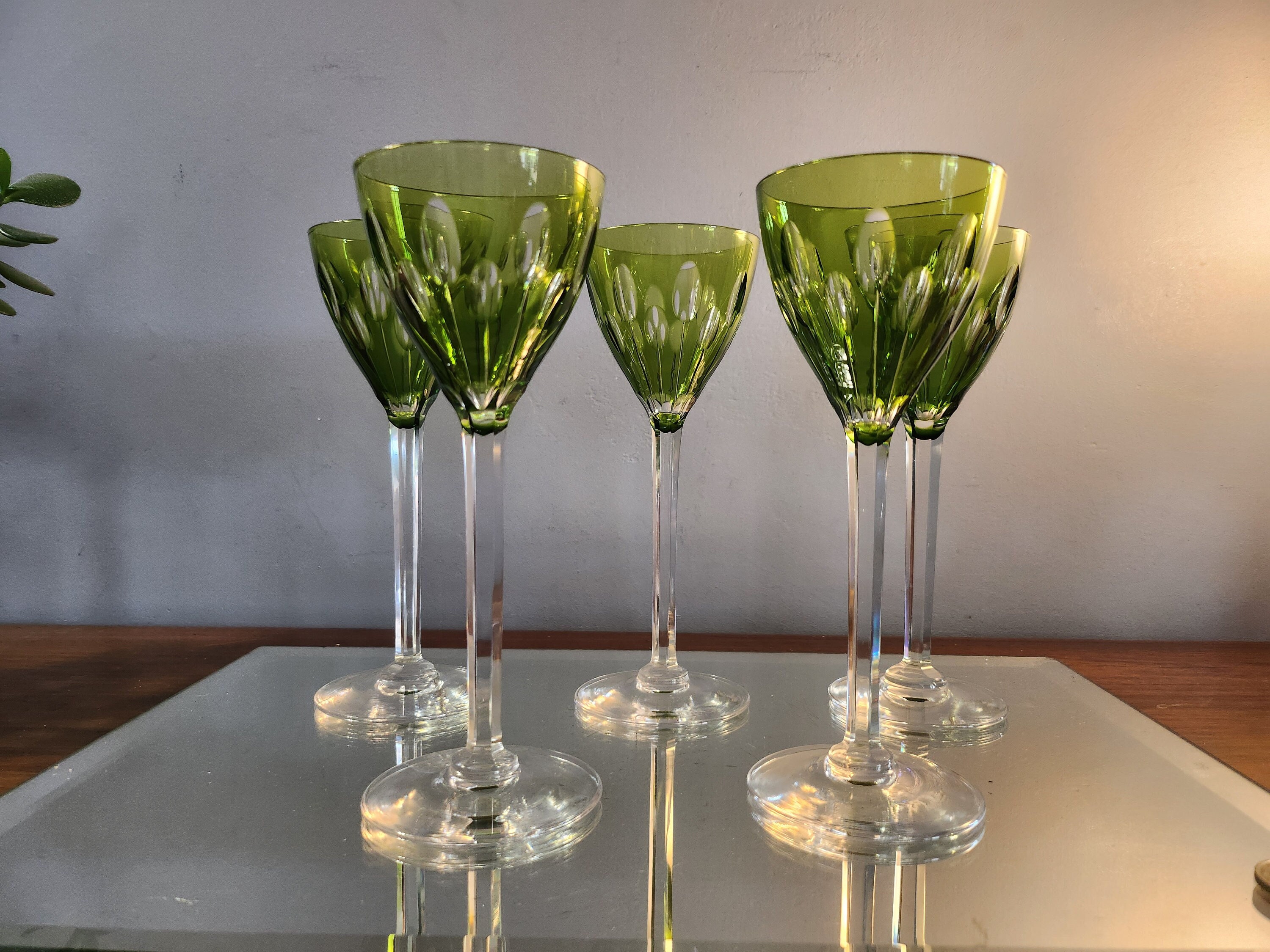 Set of 5 Cut Crystal Glasses From Val Saint Lambert .1950. - Etsy